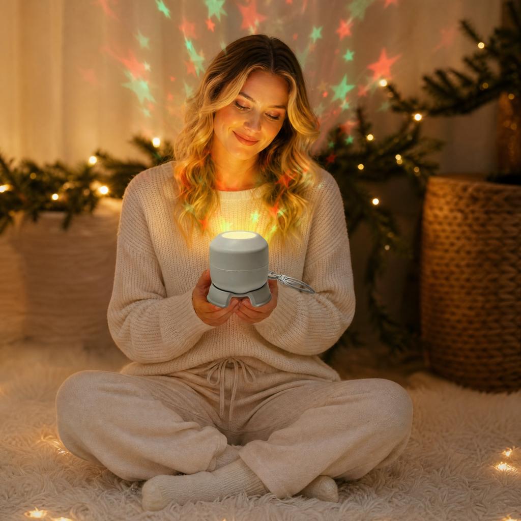USB Projection Night Light with 4 Pattern Discs -, Snowflake, Christmas, Sports - 10cm Plug-in Lamp for Room Decor