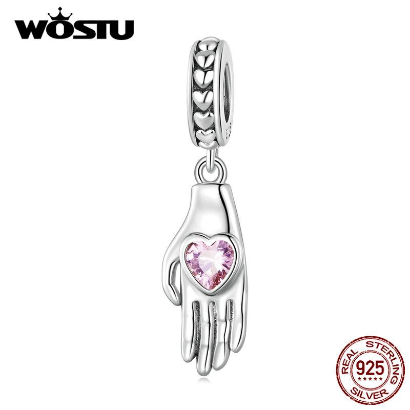 

WOSTU из стерлингового серебра 925 пробы, подвеска на ладонь, балетки и обувь для девочек, бусины подходят для женщин, браслетов и браслетов «сделай сам», ювелирные изделия B