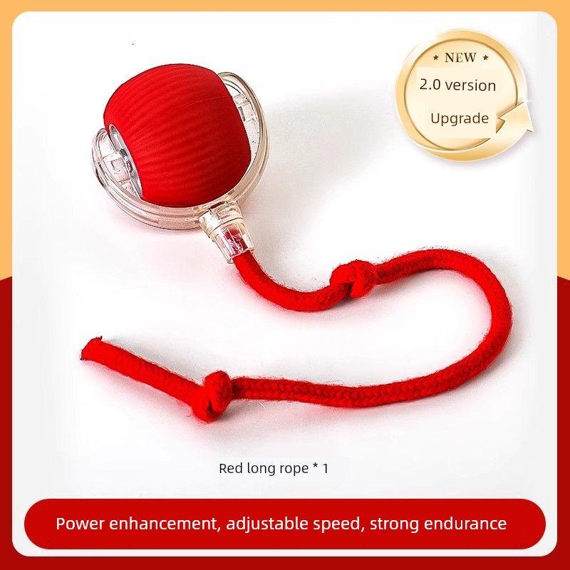 

Cat Toy Automatic Cat Teasing Ball Cat Toy Ball Self-Hi Relieving Stuffy with Rope Pet Supplies Jumping Ball Upgrade 2.0-Red Long Rope