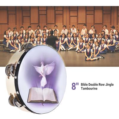Dwurzędowy bęben ręczny Jingle Tamburyn z motywem gołębia i Biblii