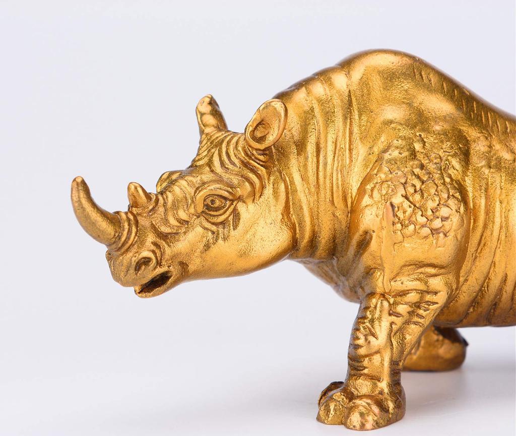 Feng Shui Lucky Good Luck Fortune Money Wealth Copper Item, Rhino, Charm, Ornament, Improver, Luck, Luck, Collectible, Amulet,