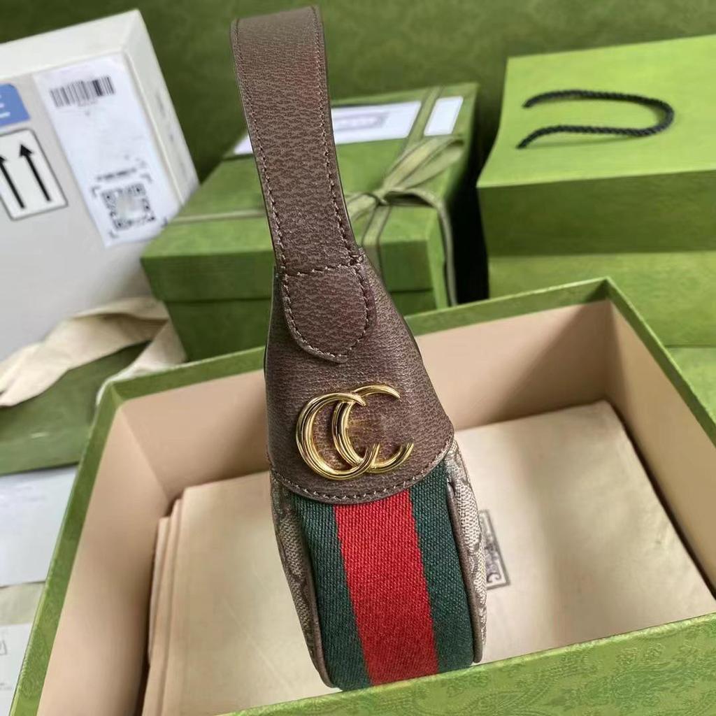 Ophidia Monogram Leather Mini Crescent Shoulder Bag