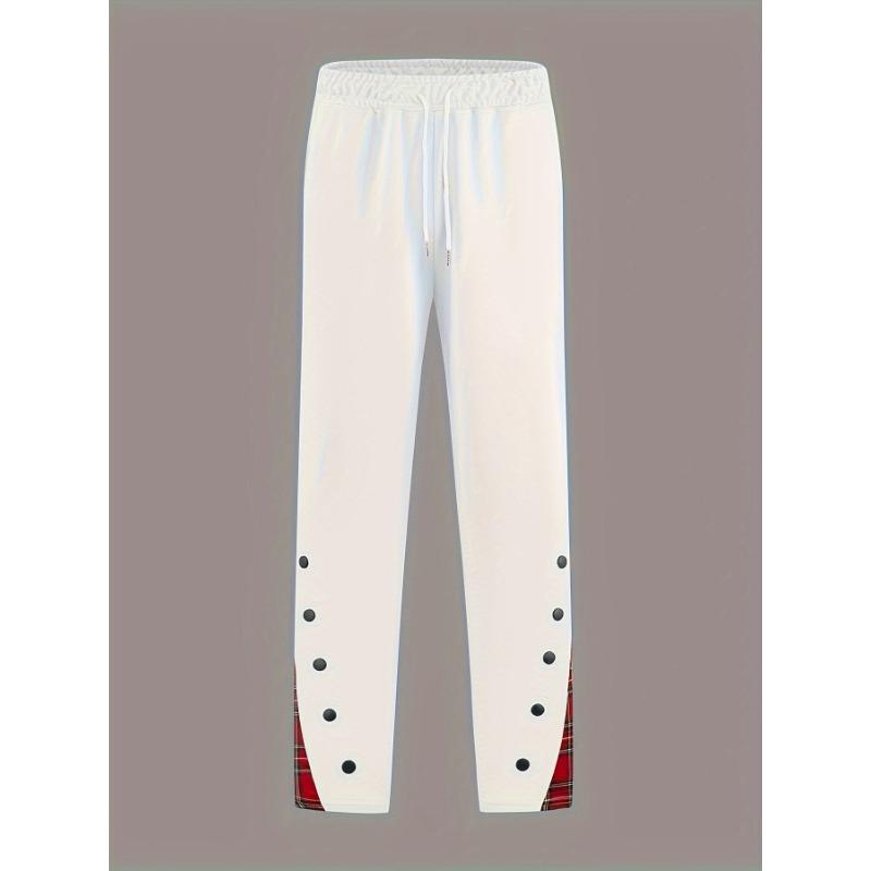 Men's Casual Pants New Sports Buttoned Colour Block Trousers Stylish