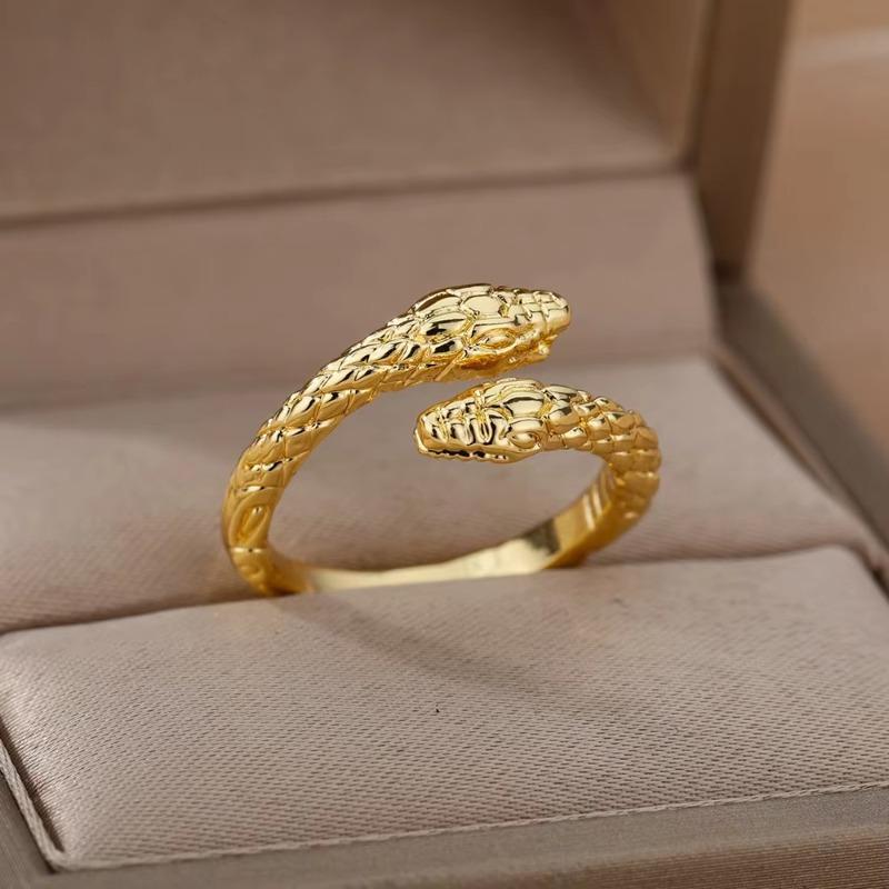 Retro Titanium Steel Ring Female Golden Snake Versatile Simple Hip Hop Personality Open Snake Hot Selling Trend