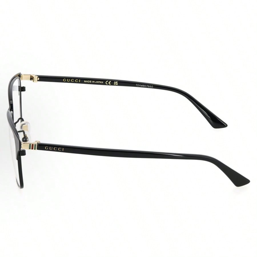 Gucci GG0756OA 001 Black & Gold Rectangular Eyeglasses for Men and Women