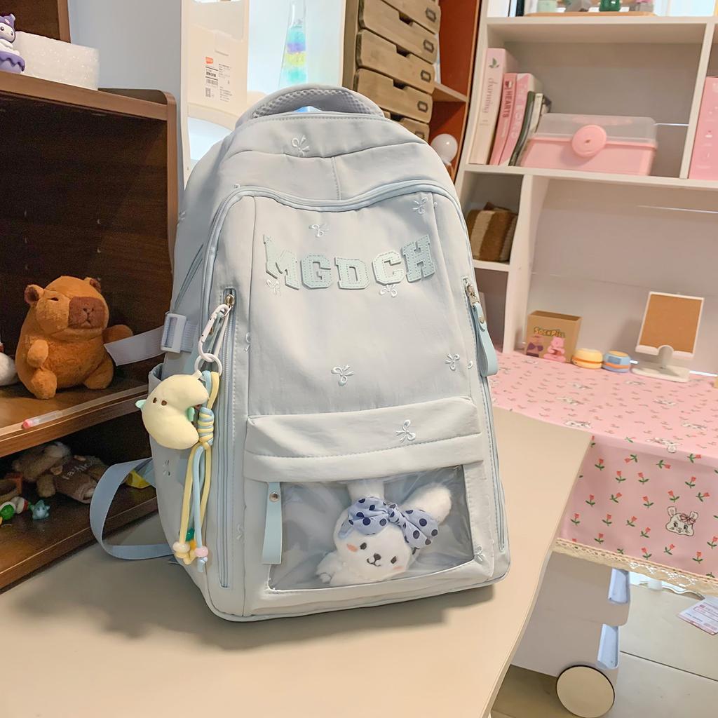 Schoolbag1011 New Korean Style School-Style Backpack for Girls' Middle and High School Large-Capacity School Bag Cute High-Value Lightweight Backpack