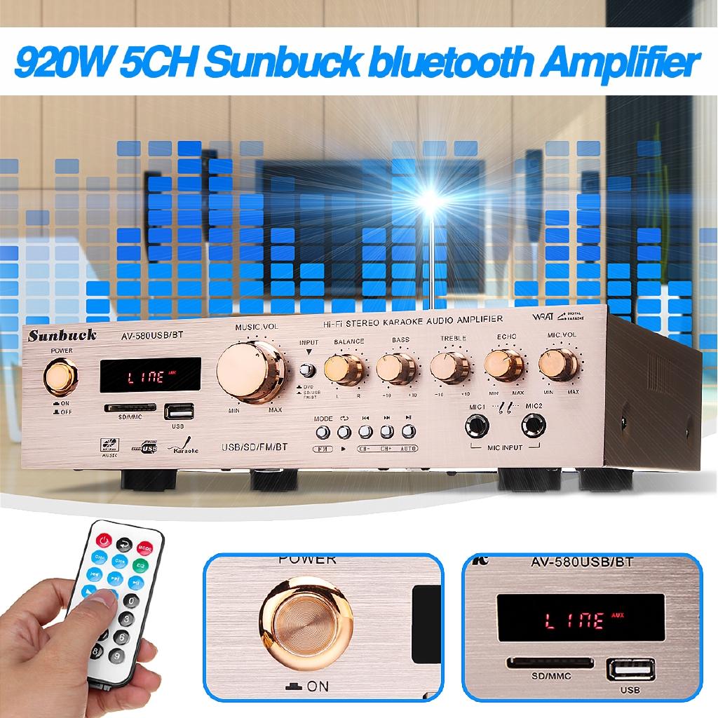 920W 220V 5CH Bluetooth HiFi Stereo AV Surround Amplifier FM Karaoke Cinema Home Home Theater Amplifiers