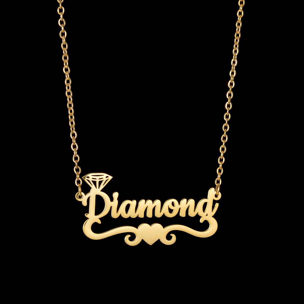 Atoztide Personalized Custom Name Necklace Stainless Steel for Women Men Heart Crown Pendant Link Chain Birthday Jewelry Gift