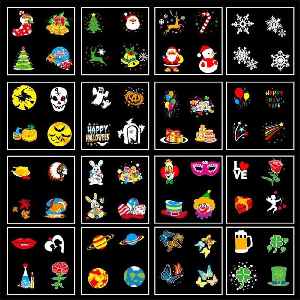 Christmas Halloween Lights Projector Waterproof Indoor Motion Remote Control LED 16 Slides Holiday Lamp Party Outdoor Garden House Room Night Light