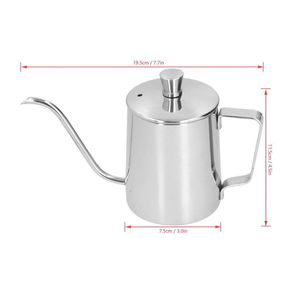 350ml PTFE Coffee Kettle with Lid 304 Stainless Steel Pour Over Coffee Pot for