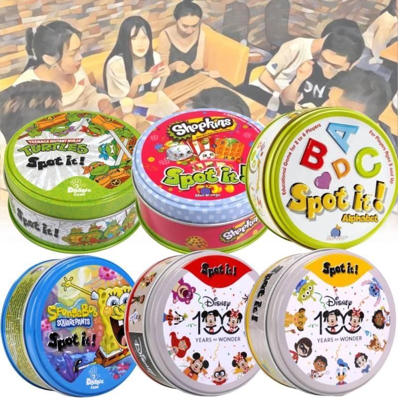 Familienspaß Kartenspiel Bunte Dobble-Karten Partyspiel für Kinder Erwachsene