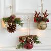 Antlers Pinecone Christmas Bells Durable Metal Fabric Decorations For Tree Home Party