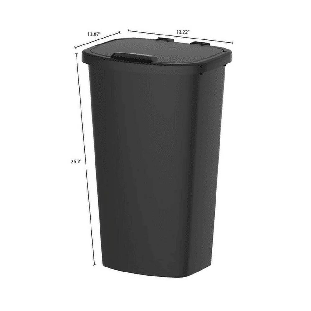11 Gallon Rectangular Trash Can Plastic Wastebasket Flip Open Lid Durable Indoor Use Easy Clean Surface