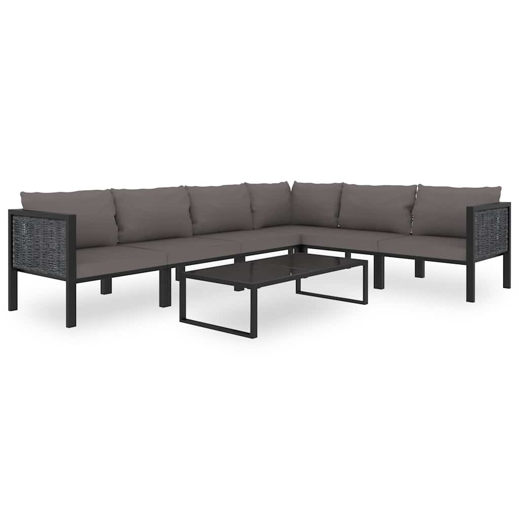 Corner Sofa Unit with Left Armrest Poly Rattan Anthracite