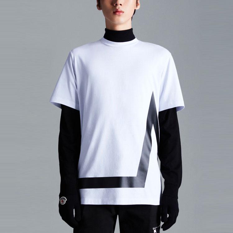 Moncler Ss22 Logo Letter Print Striped Crew Neck Short Sleeve T-Shirt Men tops White H20918C000018390T001
