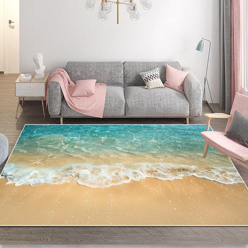 Sea 3D Vision Carpet Modern Living Room Decoration Thick Short Plush Area Rug Children's Bedroom Play Crawling Mat Large Rug