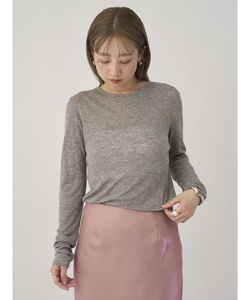 Emi Sheer Tele Rib 13WCT254064GRYF Top,