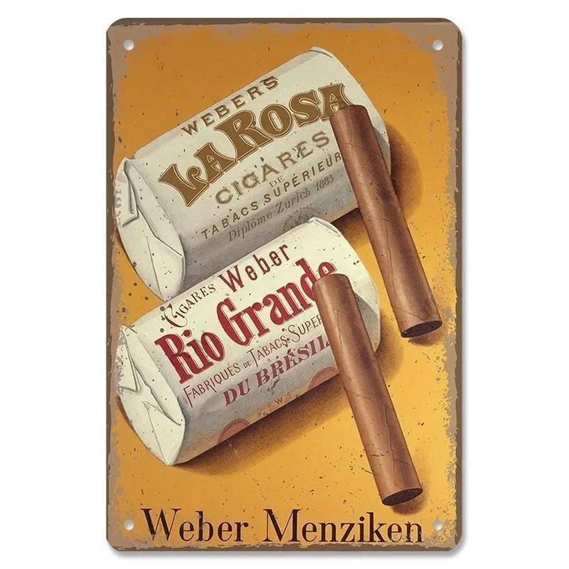 Metal Tin Poster Cigar Plaque Retro Metal Plate Gentleman Smoke Cigar Whisky Vintage Metal Tin Sign Bar Club Man Cave Wall Decor