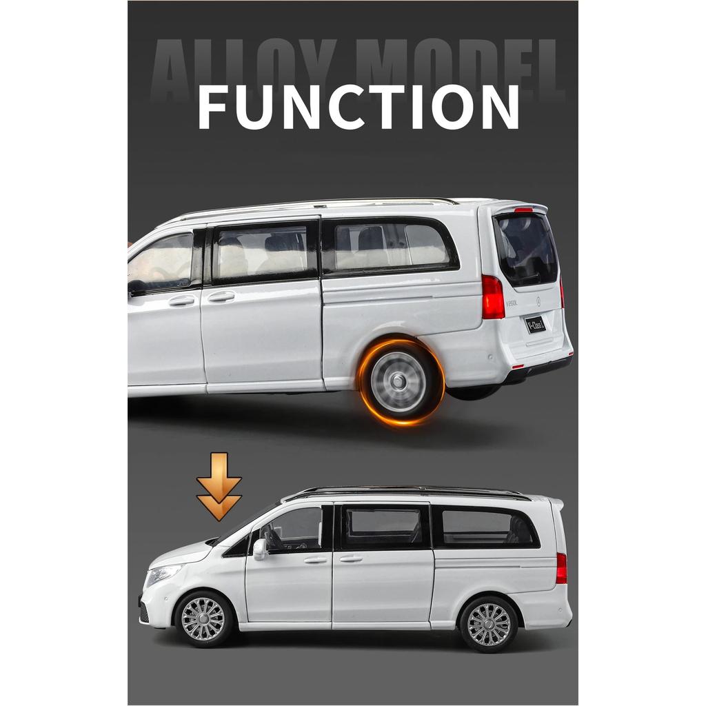 NEU 1/24 Benz V260 MPV Legierungsmodellauto Spielzeug Die-Cast Guss Sound und Licht Rückzieher Auto Spielzeug für Kinder Fahrzeug