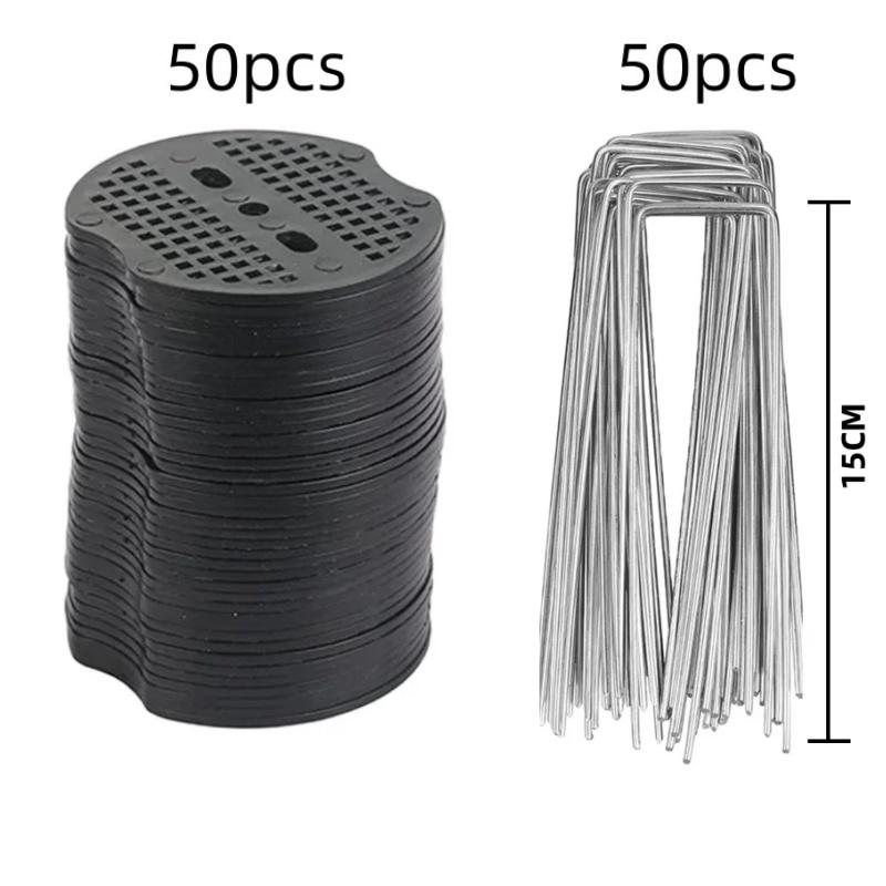 40-100PCS Garden U-shaped Staples with Washers Outdoor Garden Ground Film Fixed Pegs for Holding Weed Barrier Cloth Ground Nail