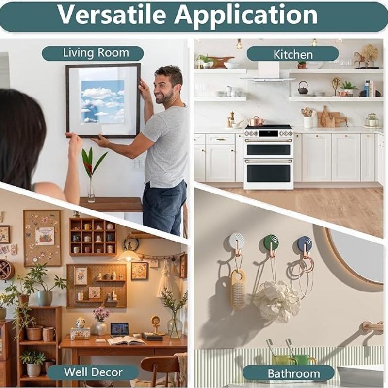 Heavy Duty Picture Hanging Strips No Drill Double‑Sided Adhesive Hooks Waterproof Damage‑Free for Photo Frame Artwork Home Decor