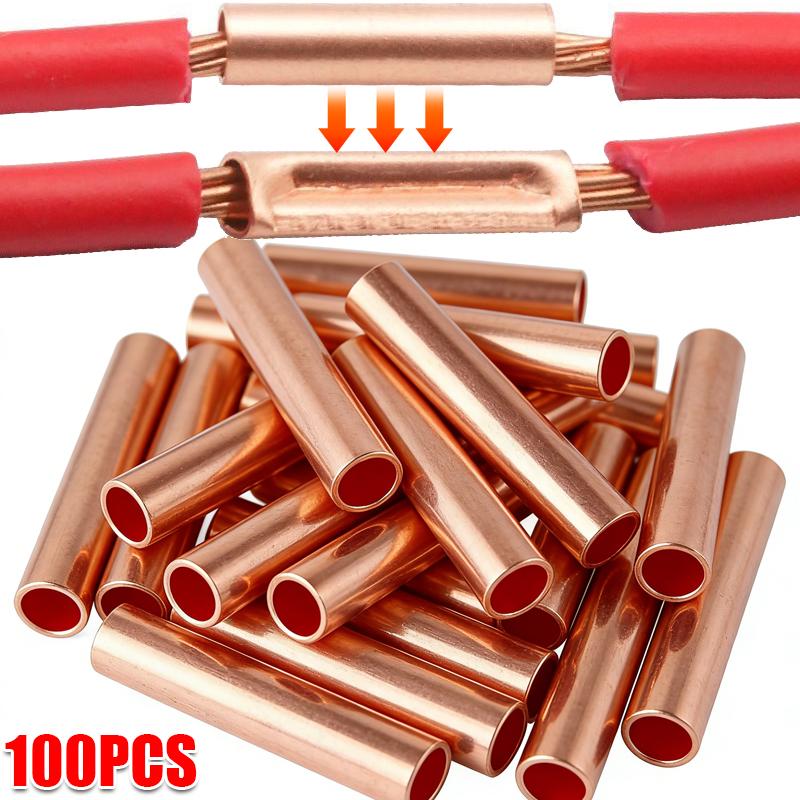 Copper Connecting Tube Wire Joint Terminal Small GT Copper Crimp Connector Cable Ferrule Lug Tube Electrical Wire Connector Kit