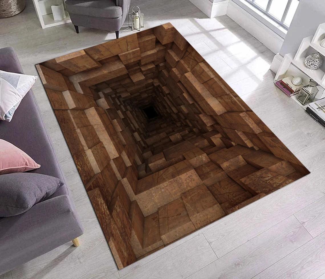 

3D Vortex Optical Illusion Rug Non Slip Swirl Carpet Short Pile Floor Mat for Living Room Bedroom Decor 60*90cm