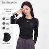 La Chapelle Damen Langarm-T-Shirt mit geraffter Taille