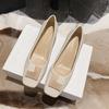 Niche Square Head Single Shoes Women's Spring and Summer New Thick Heel Middle Heel Work Shoes Versatile Non-slip Square Buckle Women's Single Shoes