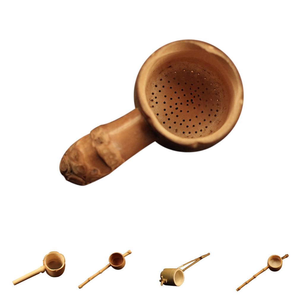 Bamboo Tea Infuser Strainer Mesh Filter Spoon Spice Cup