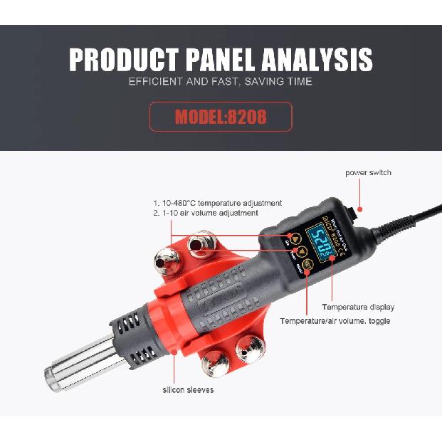 JCD 8208 Heat Gun Micro Soldering Station 750W Soldering Hot Air Gun LCD Digital Hair Dryer For BGA IC Welding Repair Tools