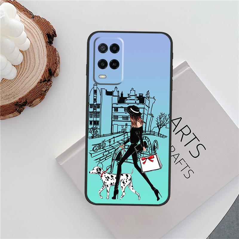 Fashion Girl Case For Oppo A18 A38 A58 A78 A98 A79 A40 A60 A80 A16 A76 A96 A15 A74 A94 A54 A77 A17 Cover