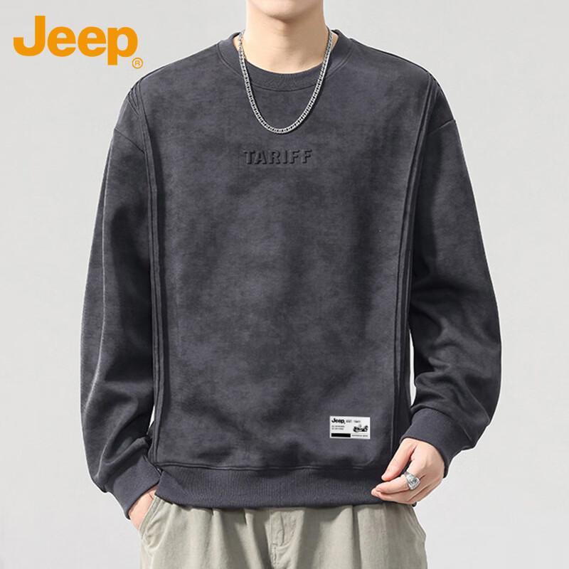 JEEP Men's Loose-Fit Crew Neck Long-Sleeve Sweatshirt
