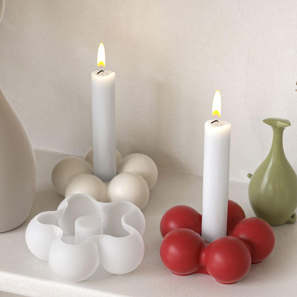 Flexible Silicone Candlestick Mold for Home Decoration and Crafts Flower Shaped Tealight Holder Desk Ornament Mould