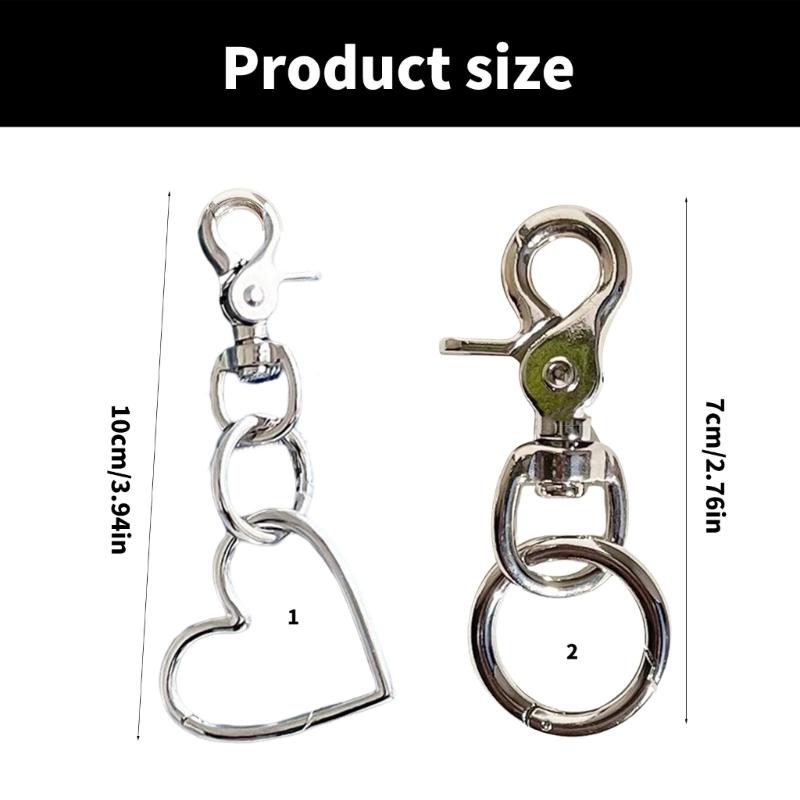 Heart/Circular Ring Shaped Keychain Polished Finish Alloy Keyring Accessory Fashionable Bag Charm Backpack Decoration