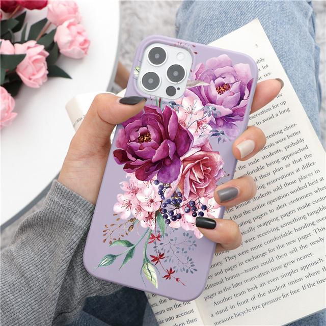 Husă de telefon cu flori de lavandă pentru Iphone Se3 2022 Se2 7 8plus X Xr Xs 11 12 13 14 Pro Max Mini 6 6s Plus Funda moale TPU rezistentă la șocuri