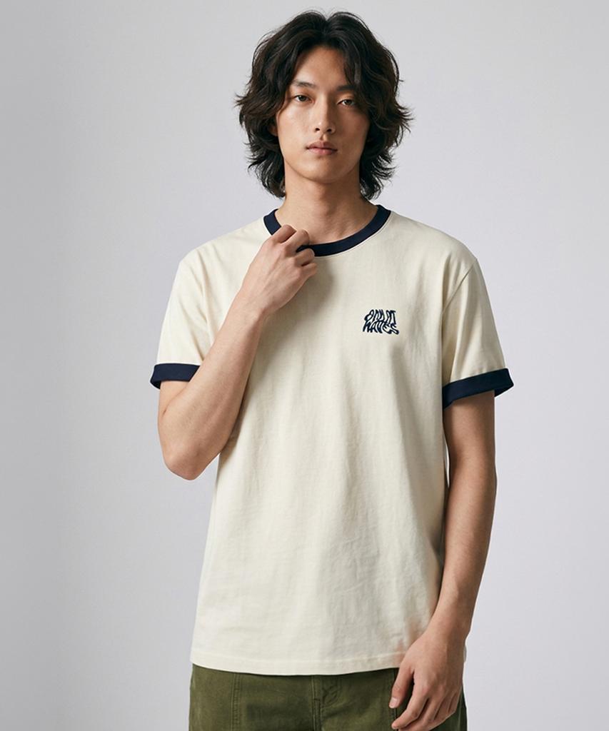 Osillos C106 Roll-Up Trim Ringer Short Sleeve T-Shirt_Cream