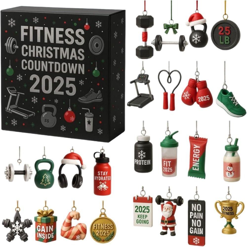 Christmas Tree Ornament Gym Advents Calendar Fitness Equipment Calendar  Festival Party Supplies