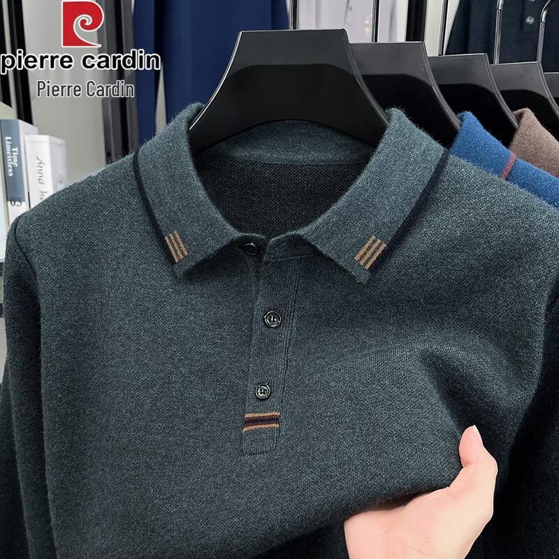 Pierre Cardin Men's Autumn/Winter Polo Collar Thickened Knit Sweater