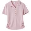Womens Solid Collar Color Polo Short Sleeve Tshirt Summer 2025 Fashion Casual Top