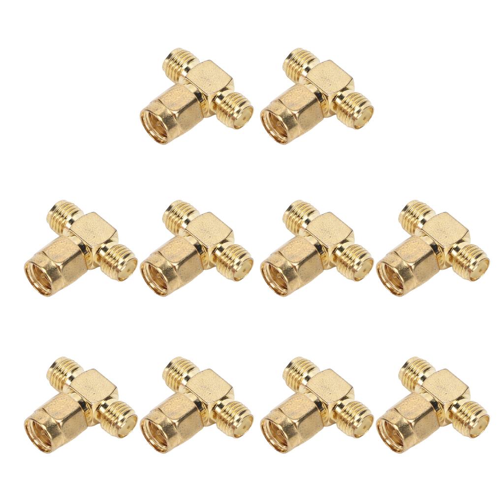 10 Pcs SMA Tee Adapter Wide Bandwidth OFC Radio Frequency Adapter SMA Coax Connector for GPS System