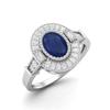 1.46 Ctw Oval Blue Sapphire 925 Sterling Silver Solitaire Halo Women Wedding Ring