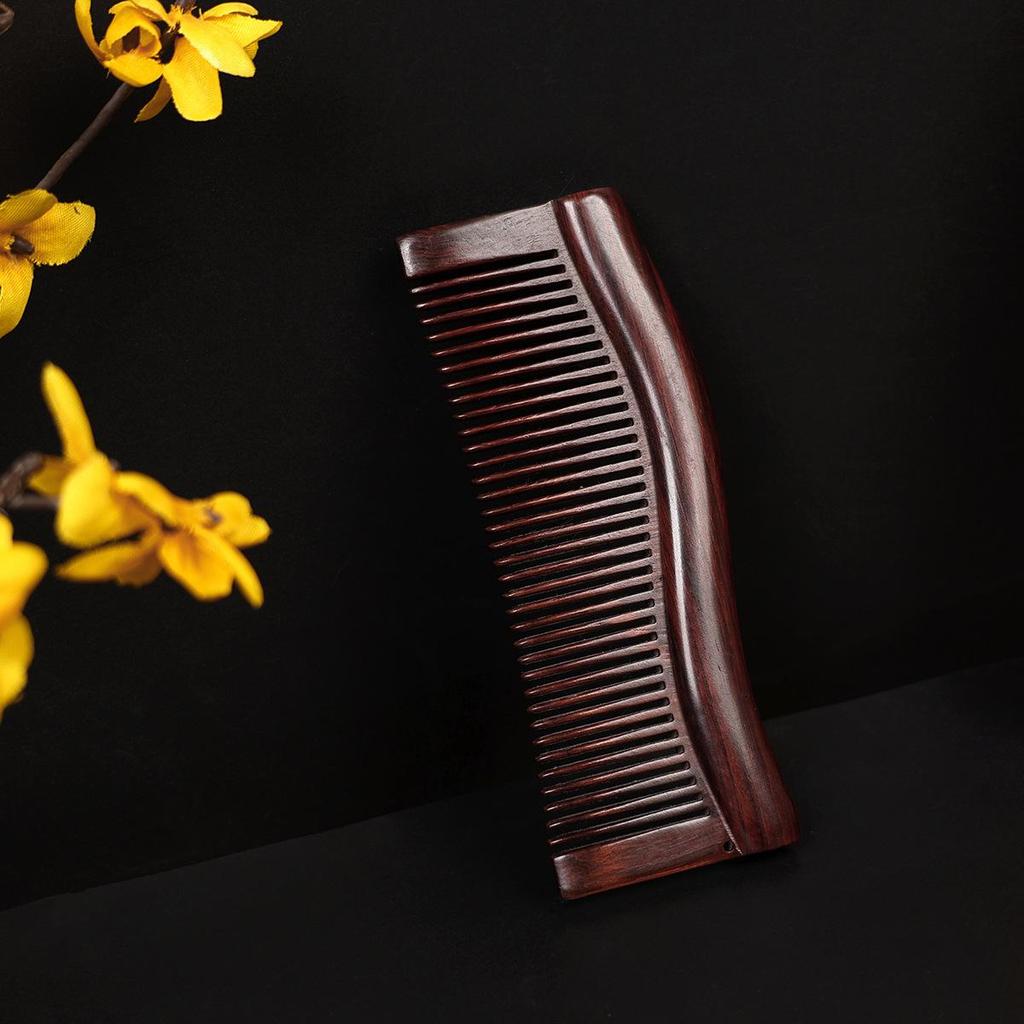 Satin Rosewood Fine-Tooth Comb: Cute, Portable, Anti-Static Hair Comb for Women, Ideal for Long Hair Care.