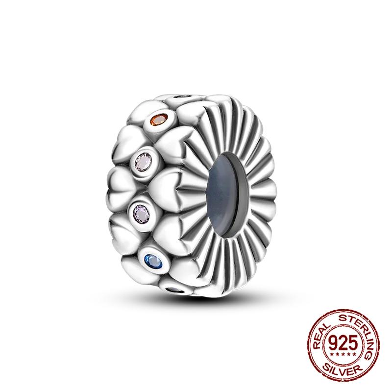 Inlaid Zircon Charm Beads Copper Color Love Heart Snake Dangle Fit Original Bracelet Charms Pendant Jewelry