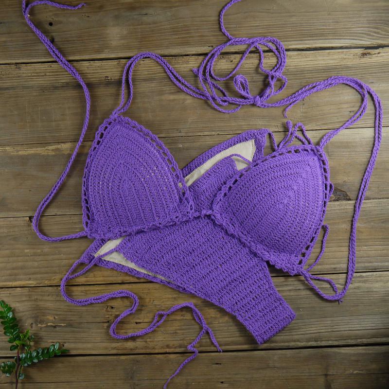 Handmade Crochet Cotton Push-up Bikini Set