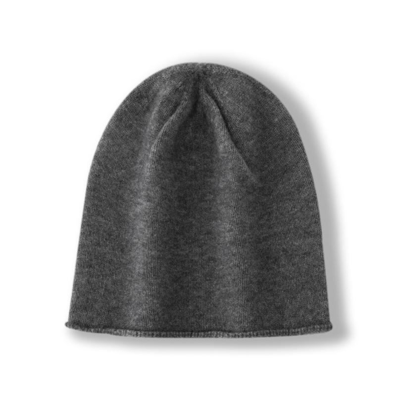Damen 100% Reines Kaschmir Mütze Gerollter Rand Flauschige Textur Winter Warm Weich Slouchy Beanie Mütze Kaltwetter Accessoire
