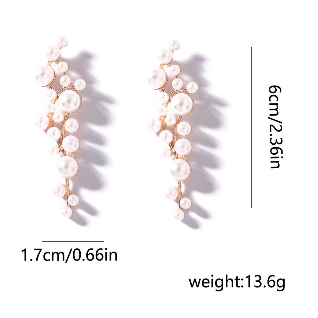 Creative fashion Baroque retro imitation pearl temperament versatile long stud earrings, French lady gentle style