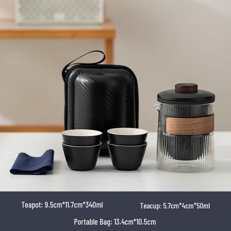 Yuluo Portable Ceramic Travel Tea Set with Glass Infuser