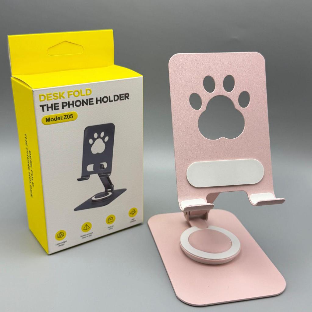 Cat Paw Metal Phone Holder: 360° Rotating Stand for Hands-Free Viewing & Streaming