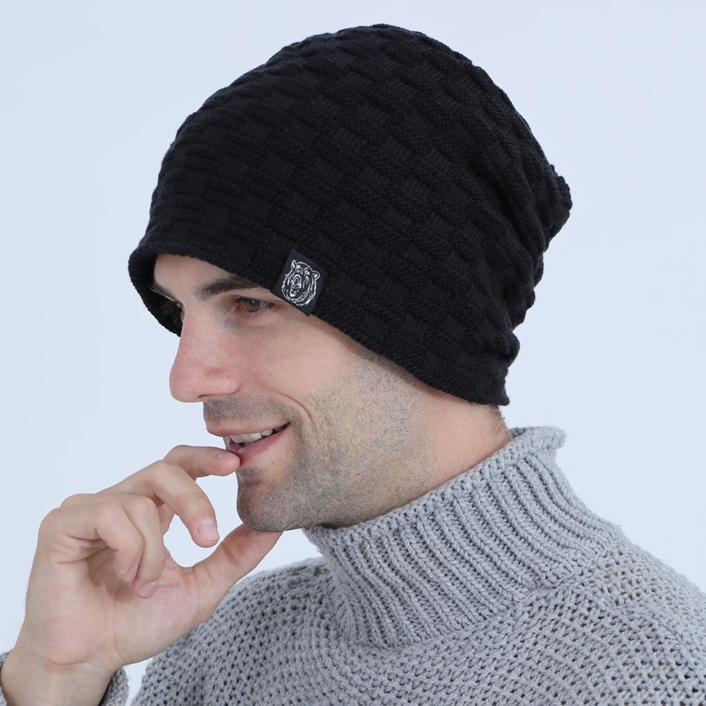 

Новая мужская вязаная шапка-пуловер с флисовой этикеткой для осени и зимы, персонализированная шерстяная теплая шапка для велоспорта на открытом воздухе One size